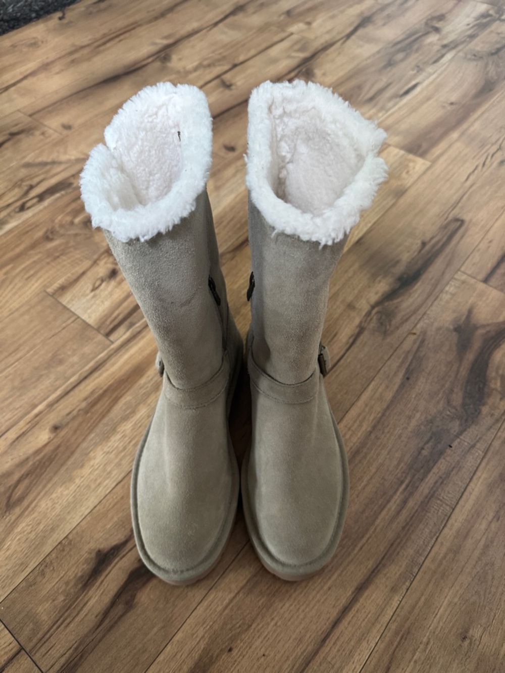 Women’s Koolaburra by Uggs Suede Tall Winter Boots with Faux Fur Lining - Taupe